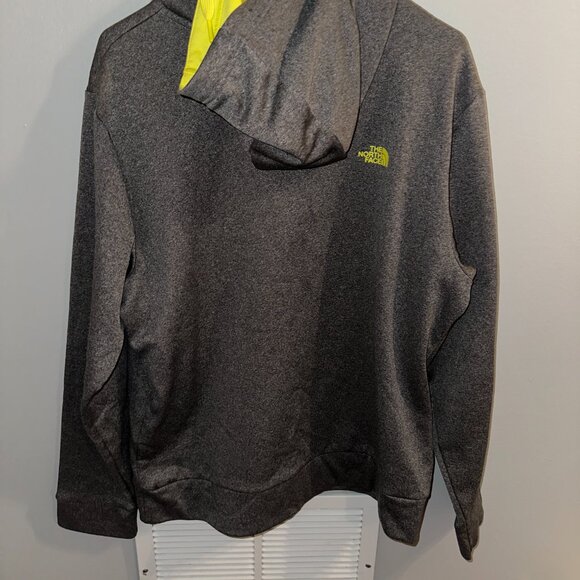The North Face Men's Logo Hoodie in Gray and Neon Yellow - Size Large - Picture 4 of 5